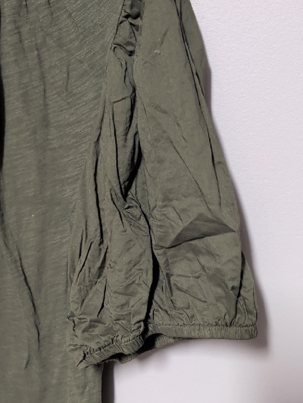 Old Navy Olive Green Puff-Sleeve Peasant Blouse - Picture 2 of 6